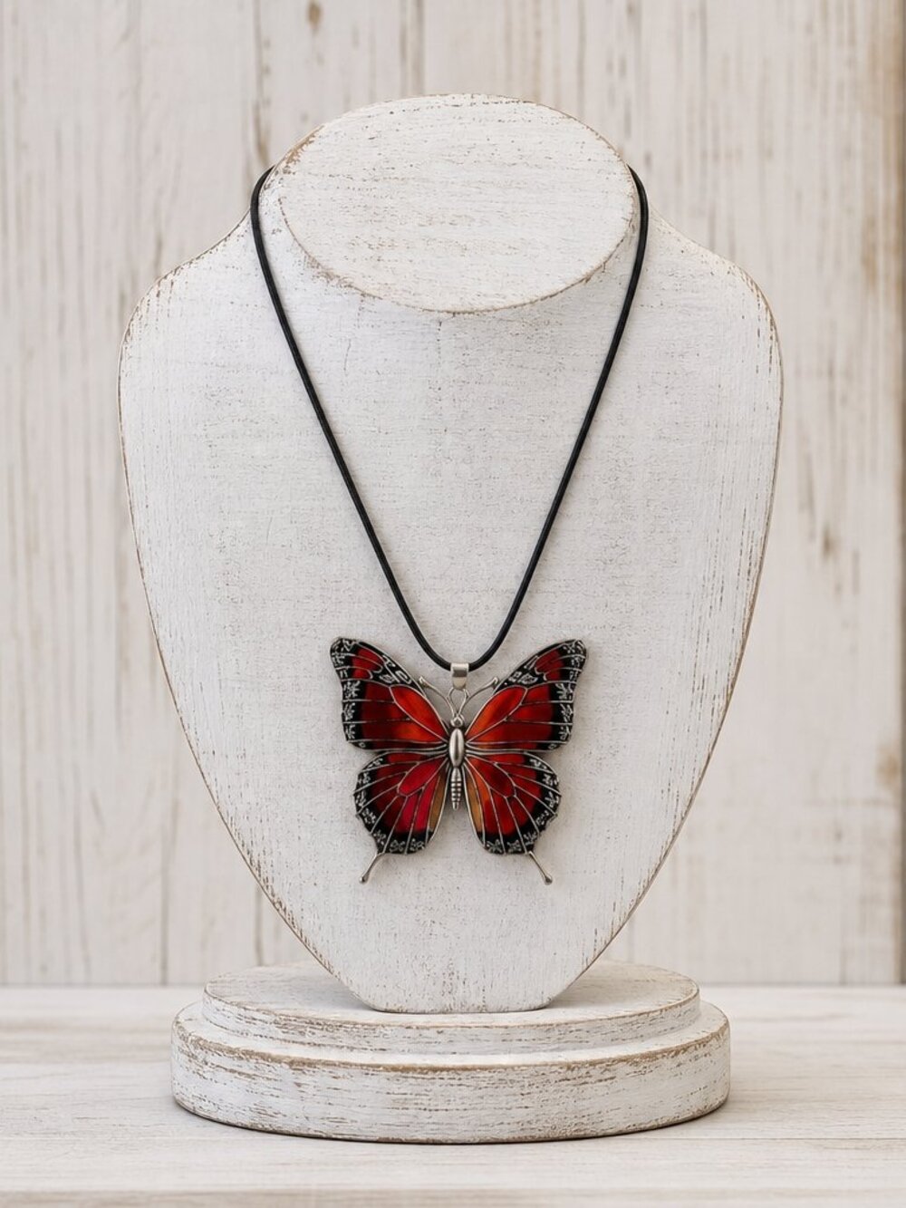 Rose Red Butterfly Necklace